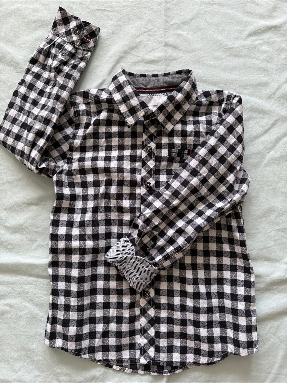 Plaid Button-Down Shirt for Kids — Black & White